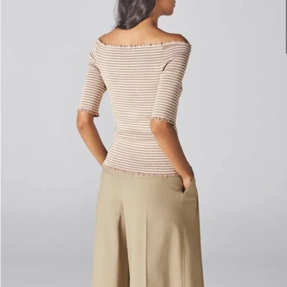 NEW ADEAM x Caroline Murphy // beige & white off-the-shoulder top // Large - Picture 2 of 6